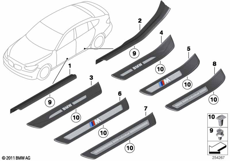 Genuine BMW 51479167361 Cover Molding, Sill, Inner Rear Left SCHWARZ | ML Performance US Car Parts