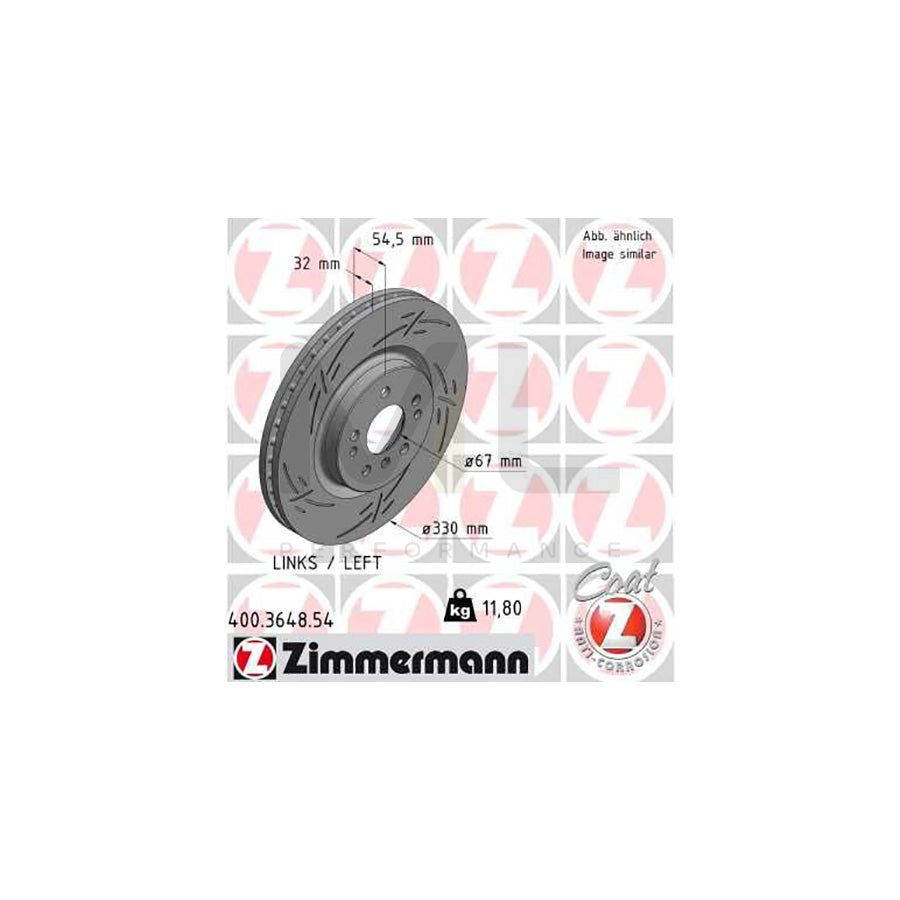 ZIMMERMANN BLACK Z 400.3648.54 Brake Disc Internally Vented, Slotted, Coated, High-carbon | ML Performance Car Parts