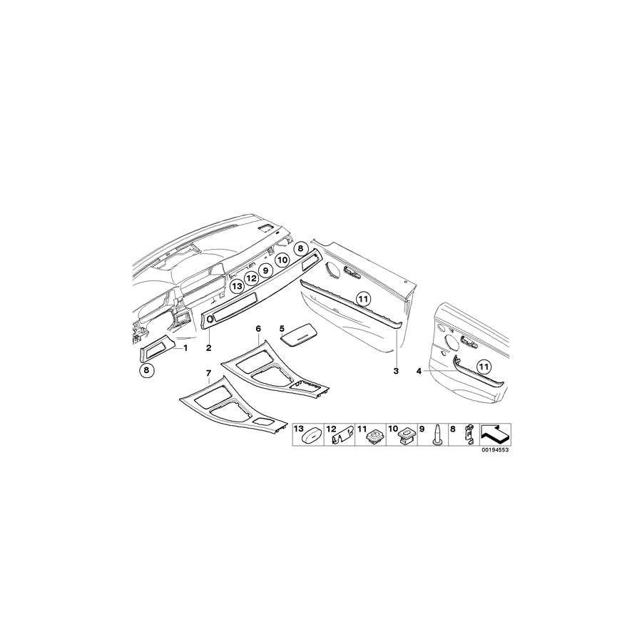 Genuine BMW 51169170952 E90 E92 E91 Cover Center Console SPACEGRAU (Inc. 320i, 325xi & 323i) | ML Performance US Car Parts