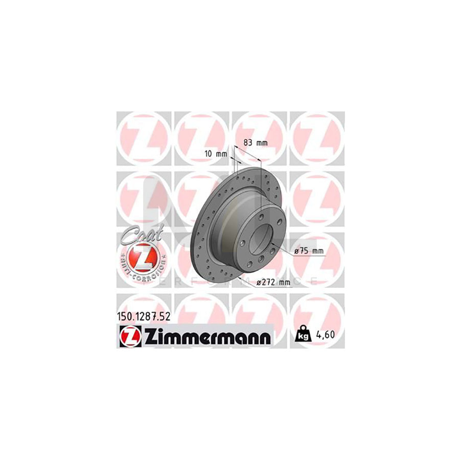 ZIMMERMANN SPORT COAT Z 150.1287.52 Brake Disc for BMW Z3 Perforated, Solid, Coated, High-carbon | ML Performance Car Parts