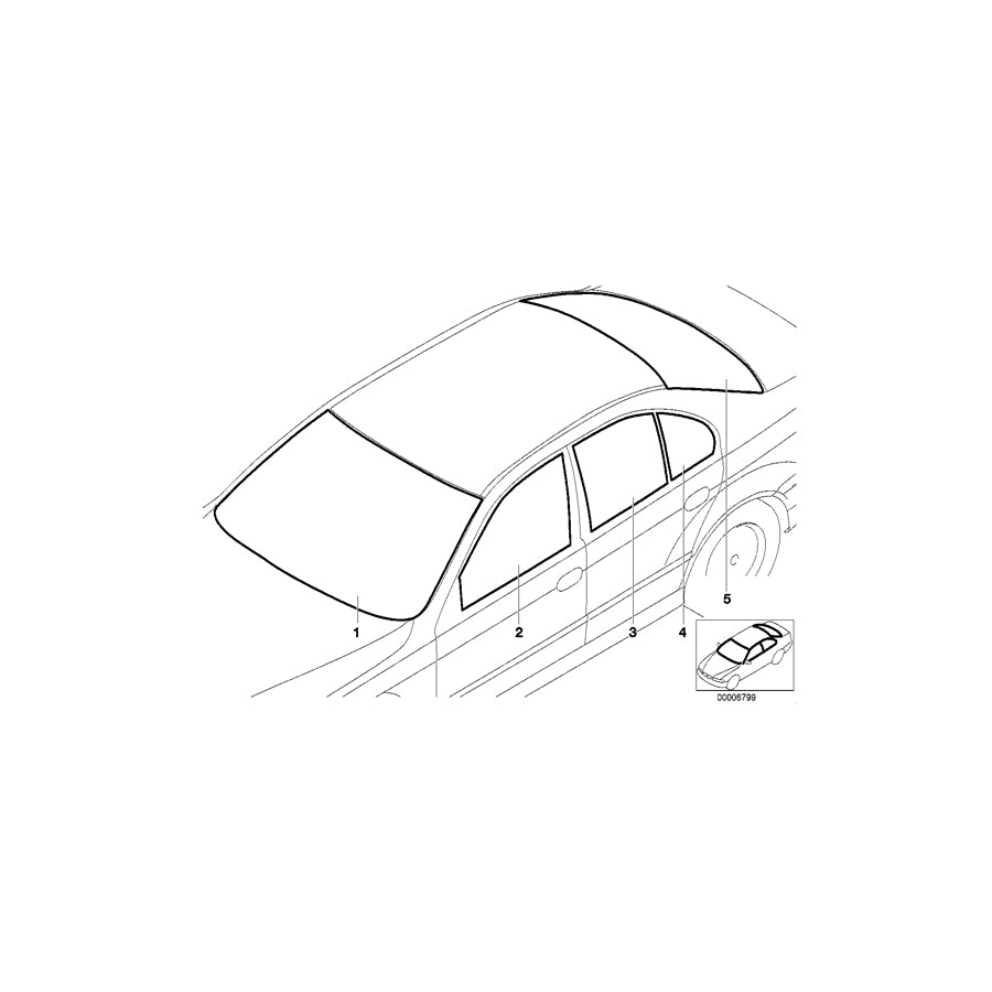 Genuine BMW 51348211069 E39 Side Window, Green, Left (Inc. & 540iP) | ML Performance US Car Parts