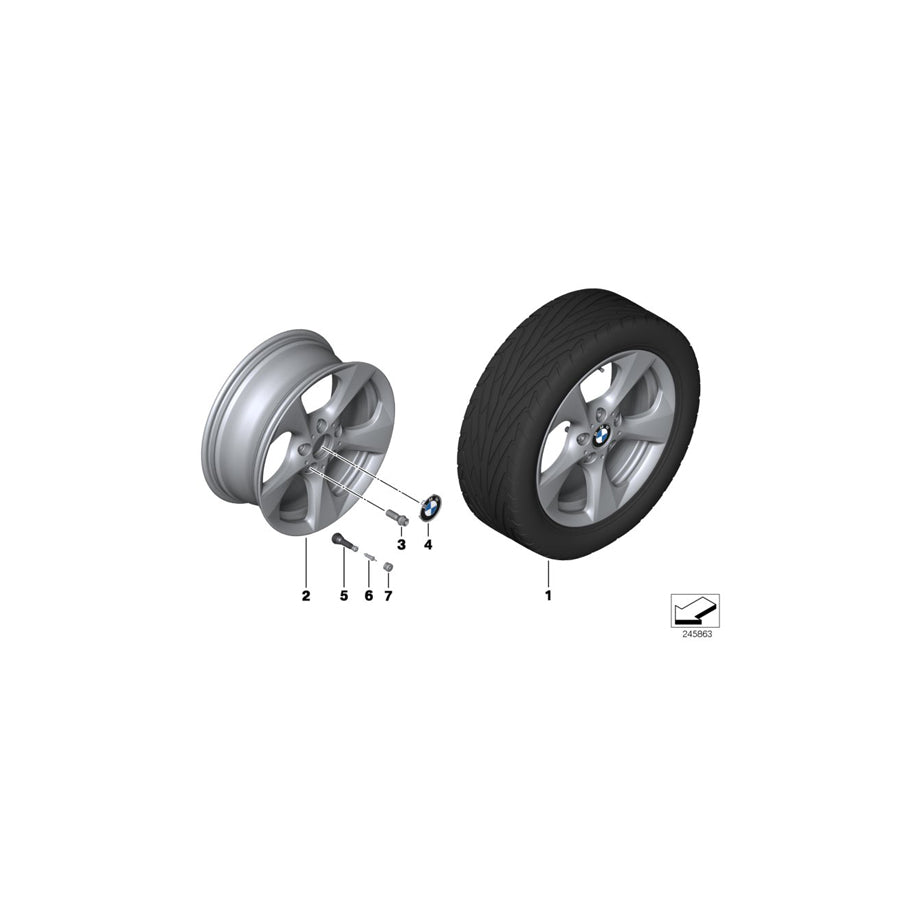 Genuine BMW 36116795559 E81 E82 E87 Alloy Rim Left 7JX17 ET:47 (Inc. 120i, 130i & 128i) | ML Performance US Car Parts