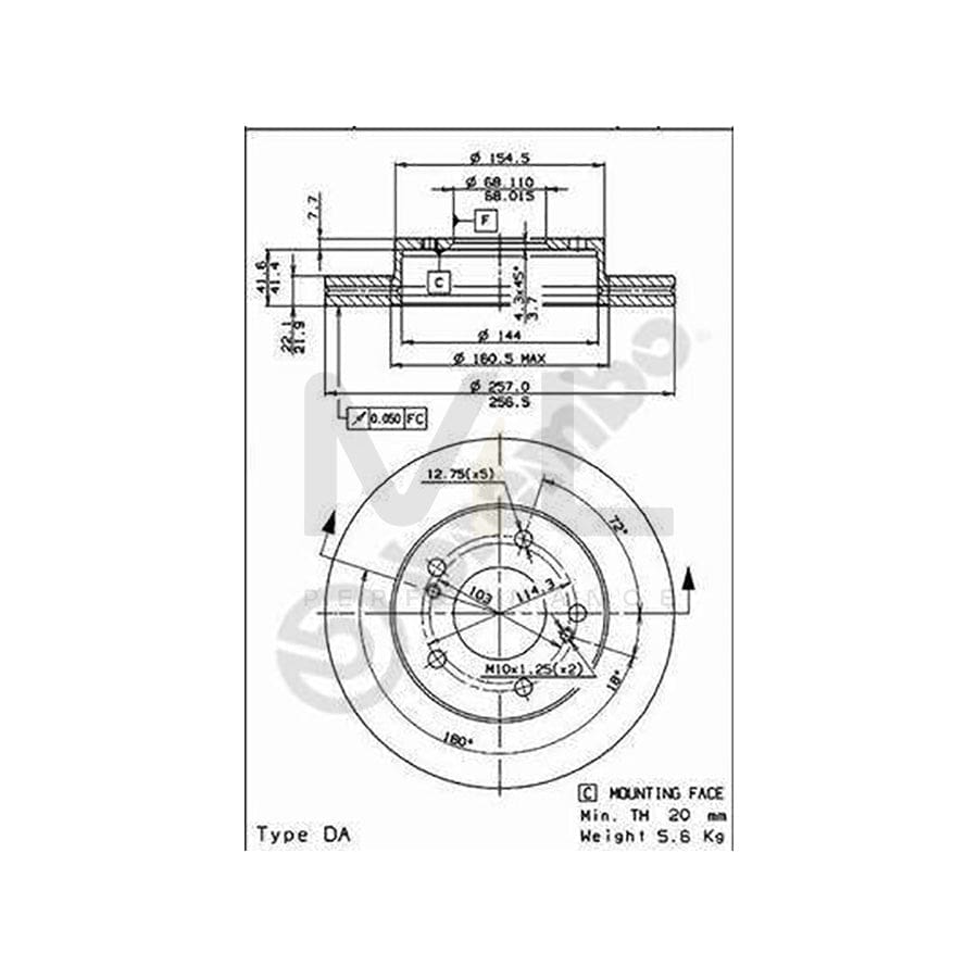 BREMBO 09.5449.20 Brake Disc for NISSAN 240SX Internally Vented | ML Performance Car Parts