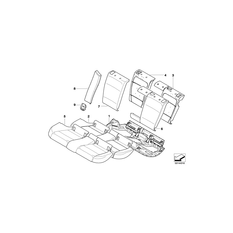 Genuine BMW 52207161287 E91 Cover Backrest Leather Left SCHWARZ (Inc. 330xd, 328i & 325d) | ML Performance US Car Parts