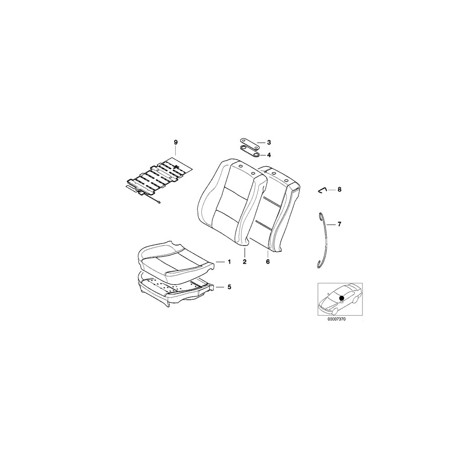 Genuine BMW 52108251087 E39 E38 Cover Backrest Cloth F4AT ANTHRAZIT (Inc. 525td, 728iL & 735iL) | ML Performance US Car Parts