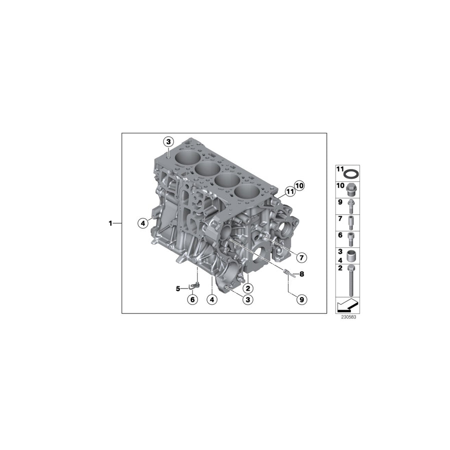 Genuine BMW 11110494285 Engine Block With Piston (Inc. Cooper SD, Cooper SD ALL4 & Cooper D 2.0) | ML Performance US Car Parts