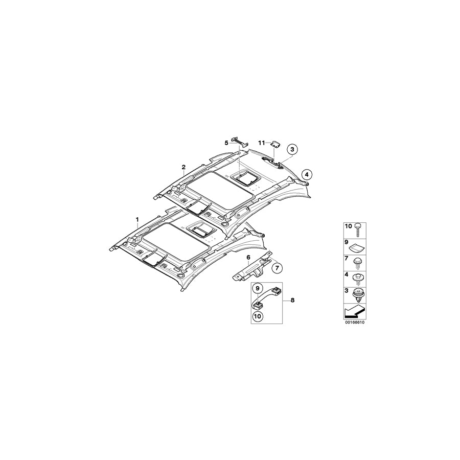 Genuine BMW 51442997375 E82 Headlining, Lift-Up & Slide-Back Sunroof ALASKAGRAU (Inc. 118d, 135i & 120d) | ML Performance US Car Parts