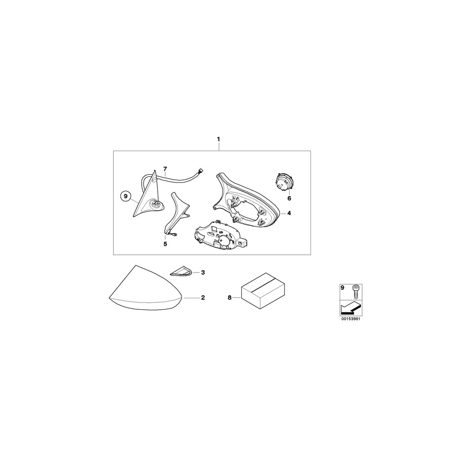 Genuine BMW 51168050425 E90 Heated Outside Mirror, Left GLANZSCHWARZ (Inc. & M3) | ML Performance US Car Parts