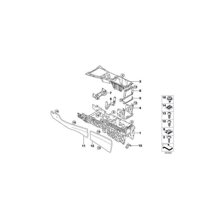 Genuine BMW 51166976708 E71 E70 E72 Bracket F Center Console, Center (Inc. X5 3.0si, X5 M & X5 35dX) | ML Performance US Car Parts