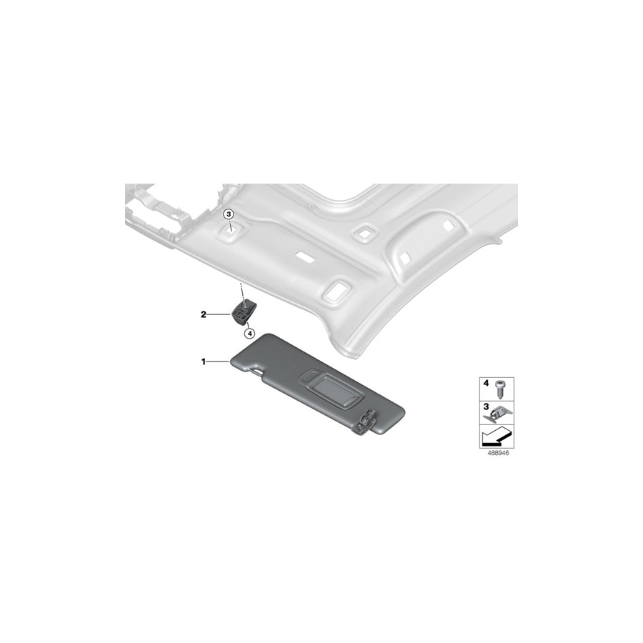 Genuine BMW 51167429922 F39 Right Sun Visor SCHWARZ (Inc. X2 28i, X2 28iX & X2 M35iX) | ML Performance US Car Parts