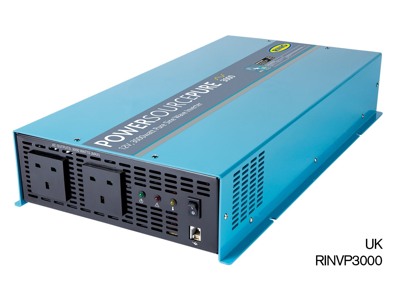 RING RINVP3000 12V DC to 230V AC, 3000W Pure Sine Wave Inverter (2 x UK Sockets) | ML Performance