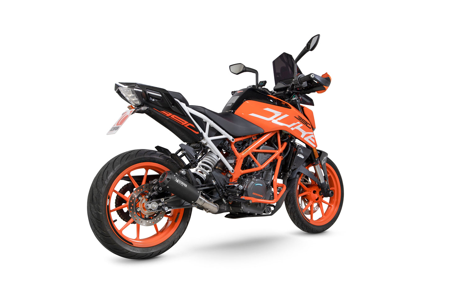Scorpion PKT83BCER KTM Duke 390 Red Power Slip-On - Black Ceramic Coated Sleeve | ML Performance US US