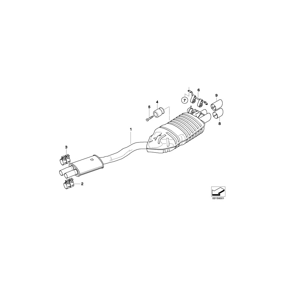 Genuine BMW 18303428040 E83 Exhaust System, Rear (Inc. X3) | ML Performance US Car Parts