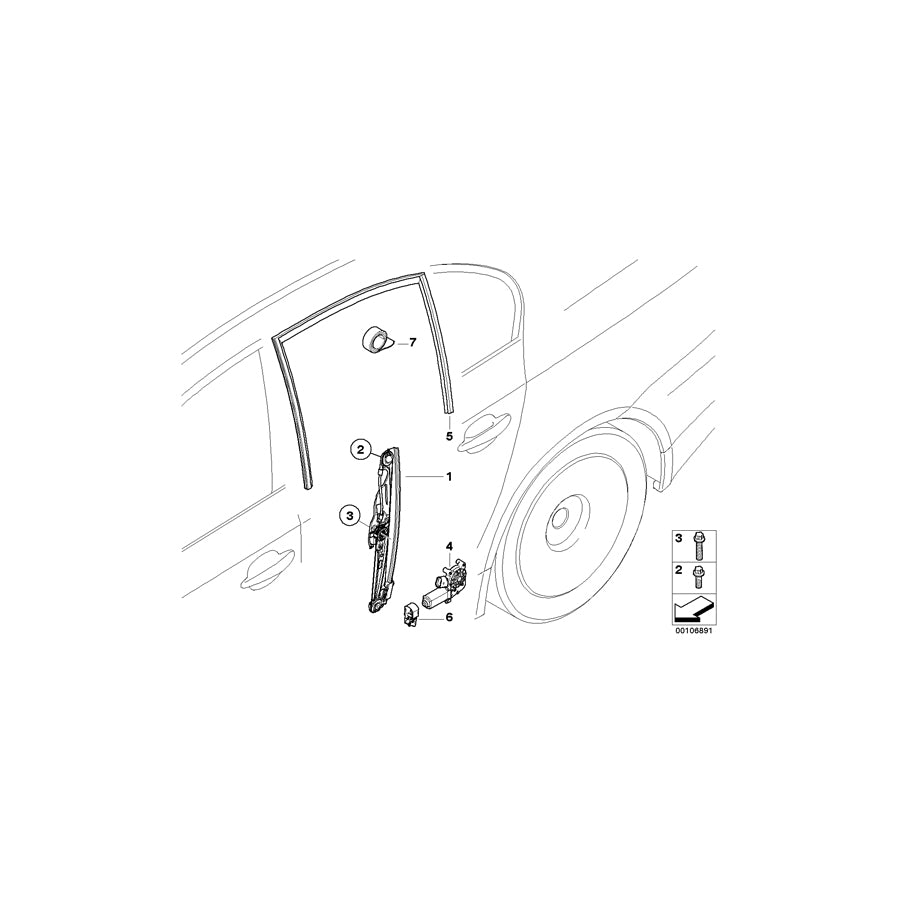 Genuine BMW 51357057503 E60 E60 Left Rear Window Guide (Inc. 525xd, 540i & 535xi) | ML Performance US Car Parts