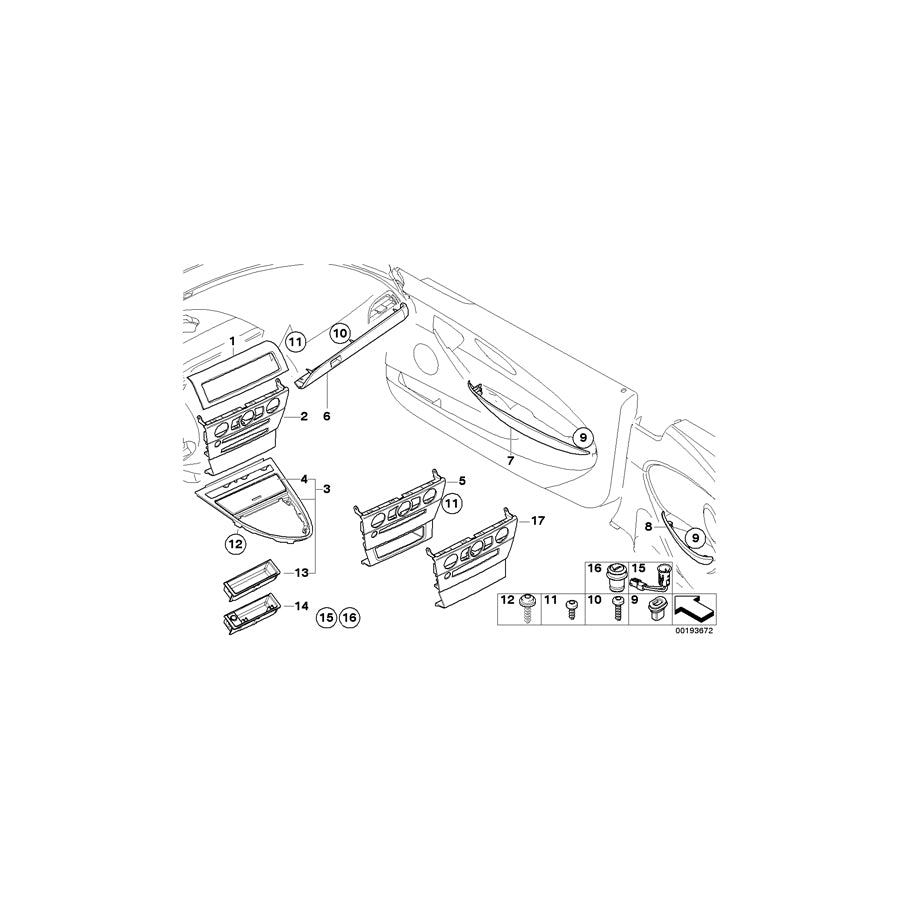 Genuine BMW 51416960898 E63 E64 Aluminum Decor Strip, Front Right Door ALU FEISCHLIFF (Inc. 630i, 635d & 650i) | ML Performance US Car Parts