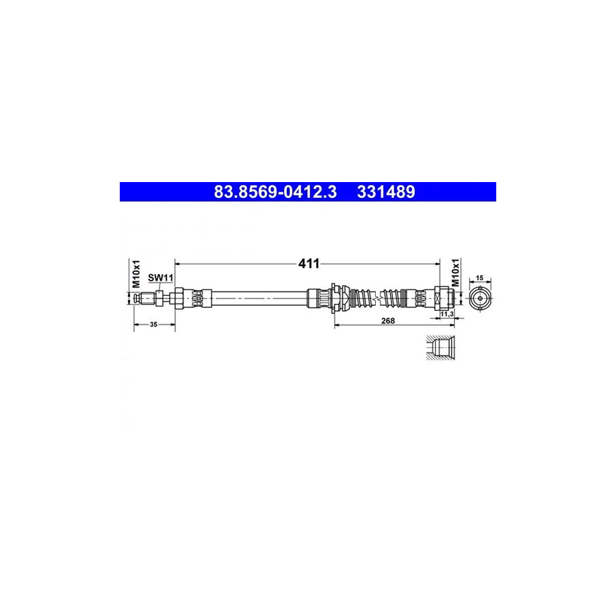 ATE 83.8569-0412.3 Brake Hose For Porsche Panamera (970)