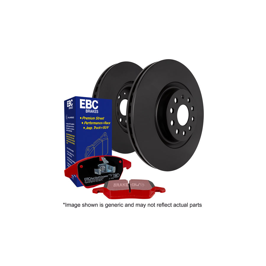 EBC PD02KF553 Audi B7 A4 Redstuff Front Brake Pad & Plain Disc Kit - Girling/TRW Caliper 1 | ML Performance US Car Parts