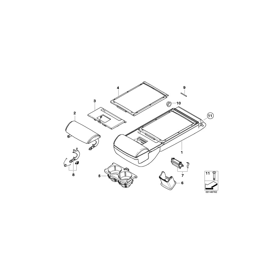 Genuine BMW 52207076559 E61 E60 Armrest Rear, Leather ROTORANGE (Inc. 530i, 530xi & 528i) | ML Performance US Car Parts