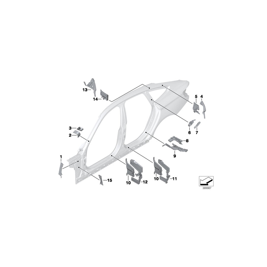 Genuine BMW 41007276577 F34 F34 Molded Part F Entrance Inside,Rear (Inc. 340iX, 330d & 330dX) | ML Performance US Car Parts