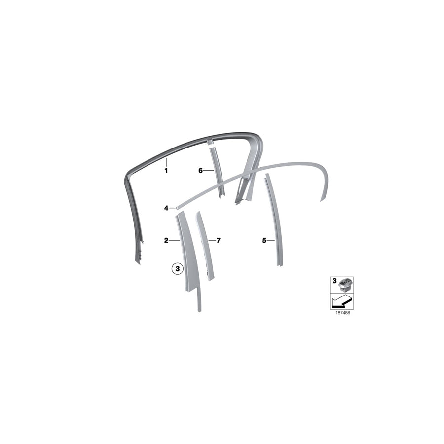 Genuine BMW 51359147002 F02 F01 Cover, Side Window, Right (Inc. 760i & 760Li) | ML Performance US Car Parts