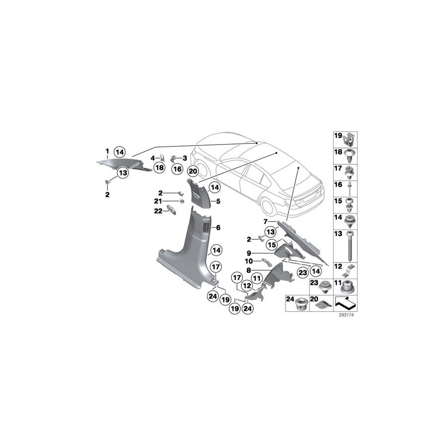 Genuine BMW 51438035921 F02 F02 Trim, C-Pillar, Leather, Upper Left SCHWARZ (Inc. 740LiX, Hybrid 7L & 750LdX) | ML Performance US Car Parts