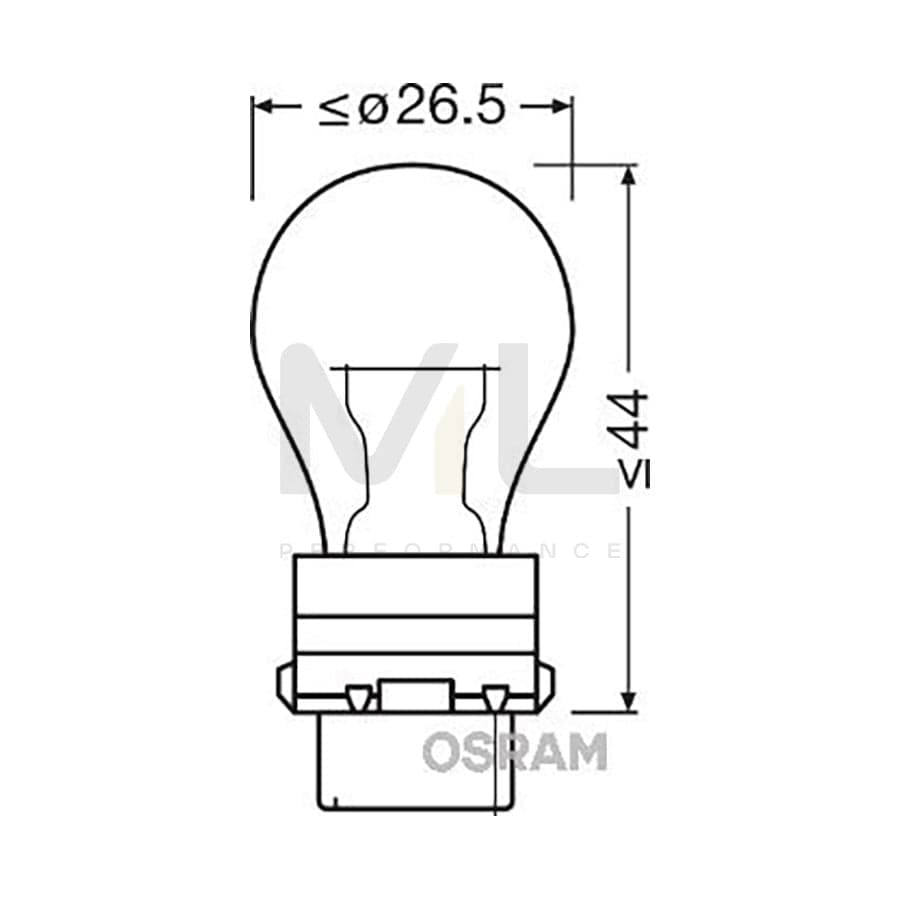 OSRAM 3757AK Bulb, indicator 12V 27/7W, PY27/7W, W2,5x16q | ML Performance Car Parts