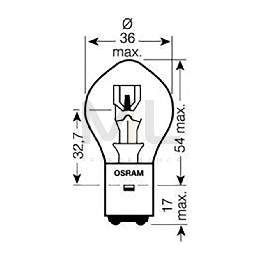 OSRAM 7327 Bulb, spotlight S2 12V 35 / 35W BA20d Halogen | ML Performance Car Parts