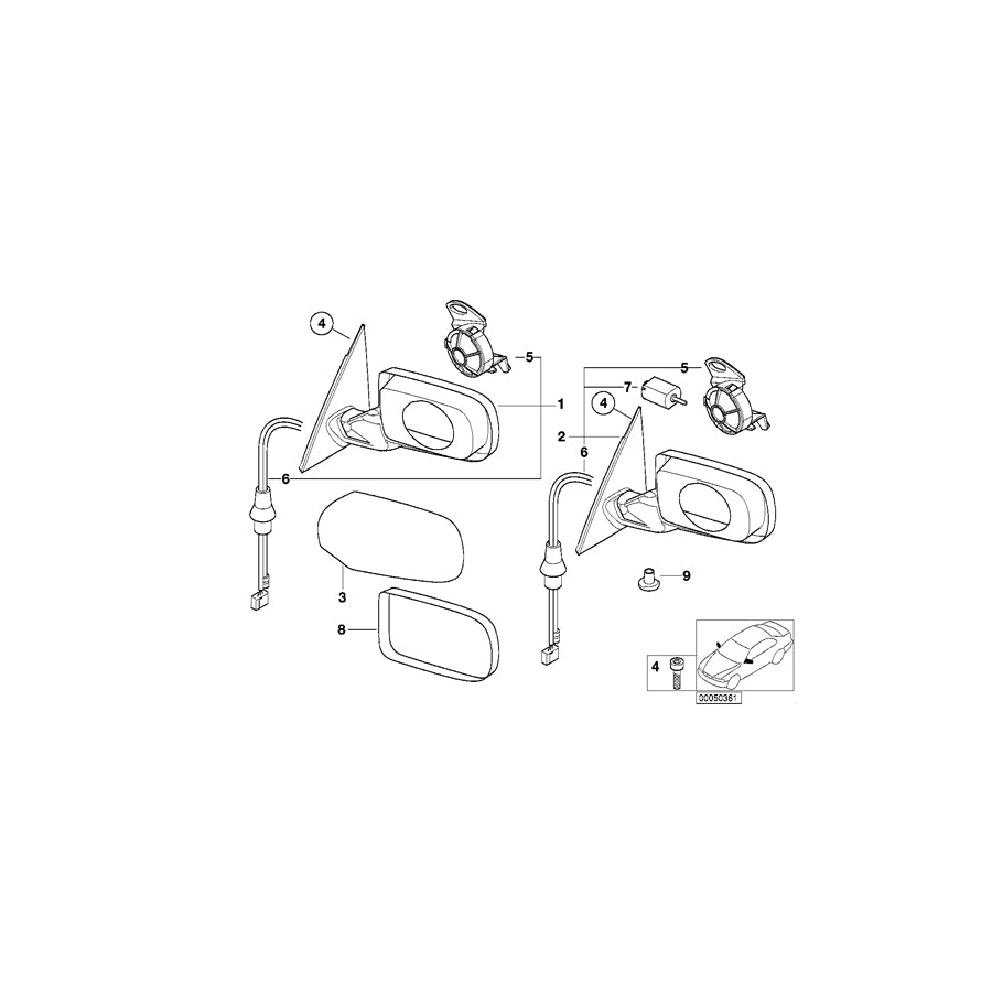 Genuine BMW 51168245129 E46 Heated Outside Mirror, Left (Inc. 320i, 323i & 330xd) | ML Performance US Car Parts