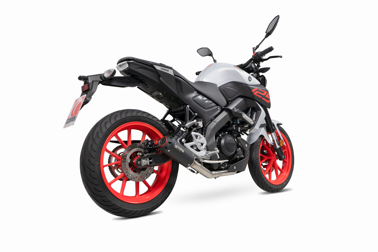 Scorpion PYA118SYSBCER Yamaha MT-125 Euro 4 Red Power Full System - Black Ceramic Coated Sleeve | ML Performance US US