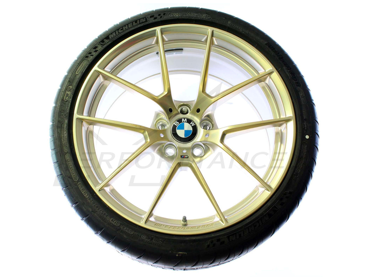 Genuine BMW F87 M Performance Y-Spoke 763M Matte Black / Frozen Gold 19" Wheels with Tyres (M2, M2 Competition & M2 CS)