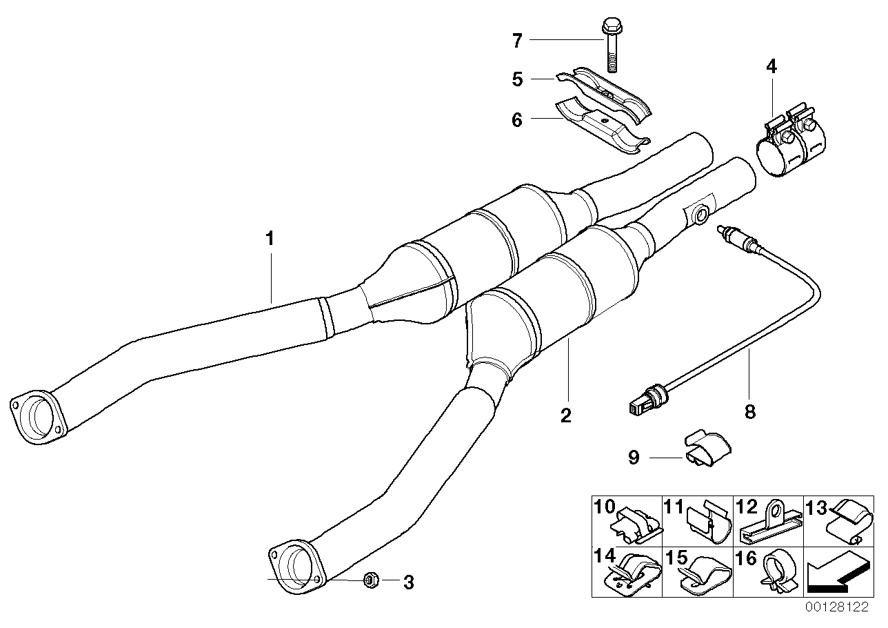 Genuine BMW 18301437545 E38 E39 Rp-Exhaust Pipe Catalytic Conv. Cyl. 5-8 ZYL.5-8 (Inc. 535i & 740i)