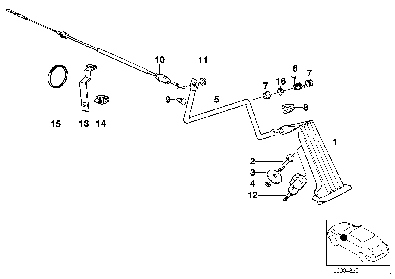 Genuine BMW 35411158660 E46 E36 Accelerator Pedal Assy (Inc. M3, 318i & 318tds) | ML Performance US US Car Parts