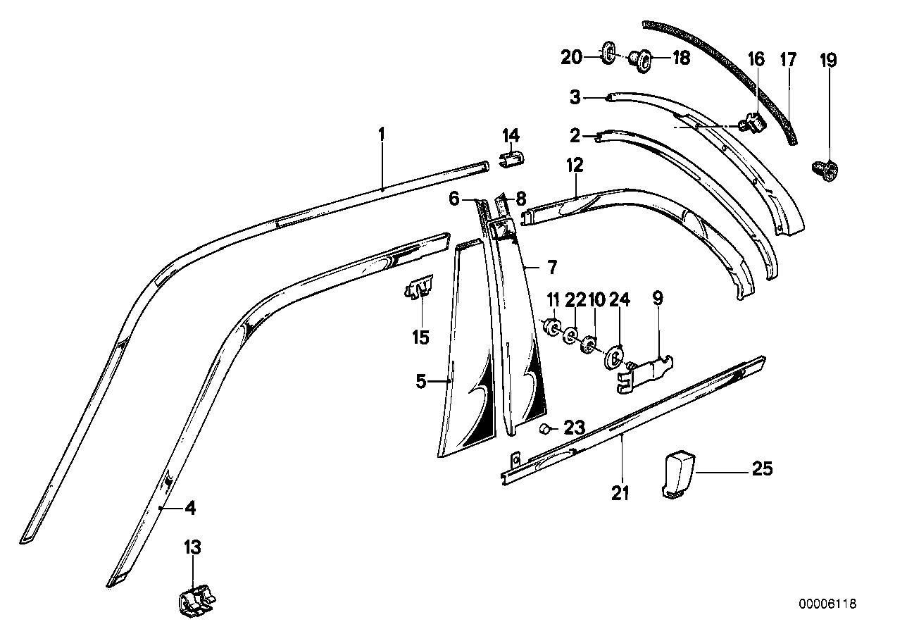 Genuine BMW 51131953065 E30 Moulding Roof Left SCHWARZ (Inc. 318i, 316 & 318is)