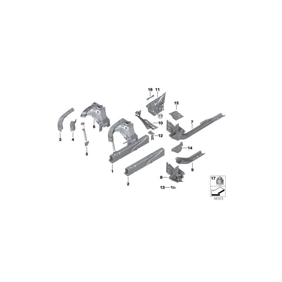 Genuine BMW 41007488033 G20 G21 Carrier Support Left (Inc. 320dX, 330e & M340iX) | ML Performance US Car Parts