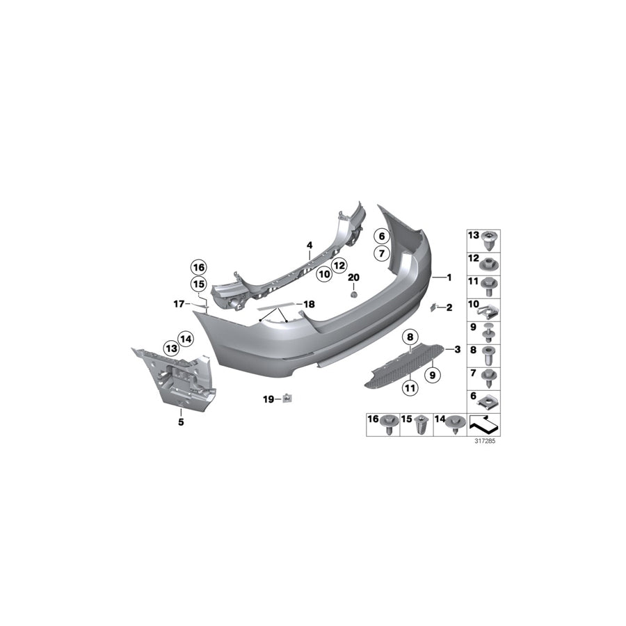 Genuine BMW 51127238522 F10 Rear Bumper Cover (Inc. 520i, 523i & 528iX) | ML Performance US Car Parts