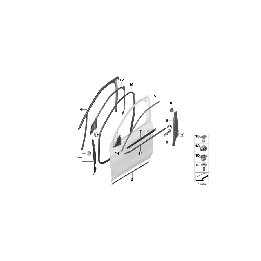 Genuine BMW 51337350497 F48 Front Left Door Window Frame (Inc. X1 16d, X1 18dX & X1 20dX) | ML Performance US Car Parts