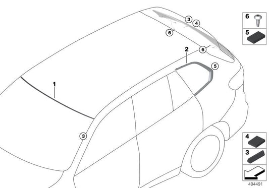 Genuine BMW 51375A8A296 G05 Finisher, Side Window, Rear Right (Inc. X5)