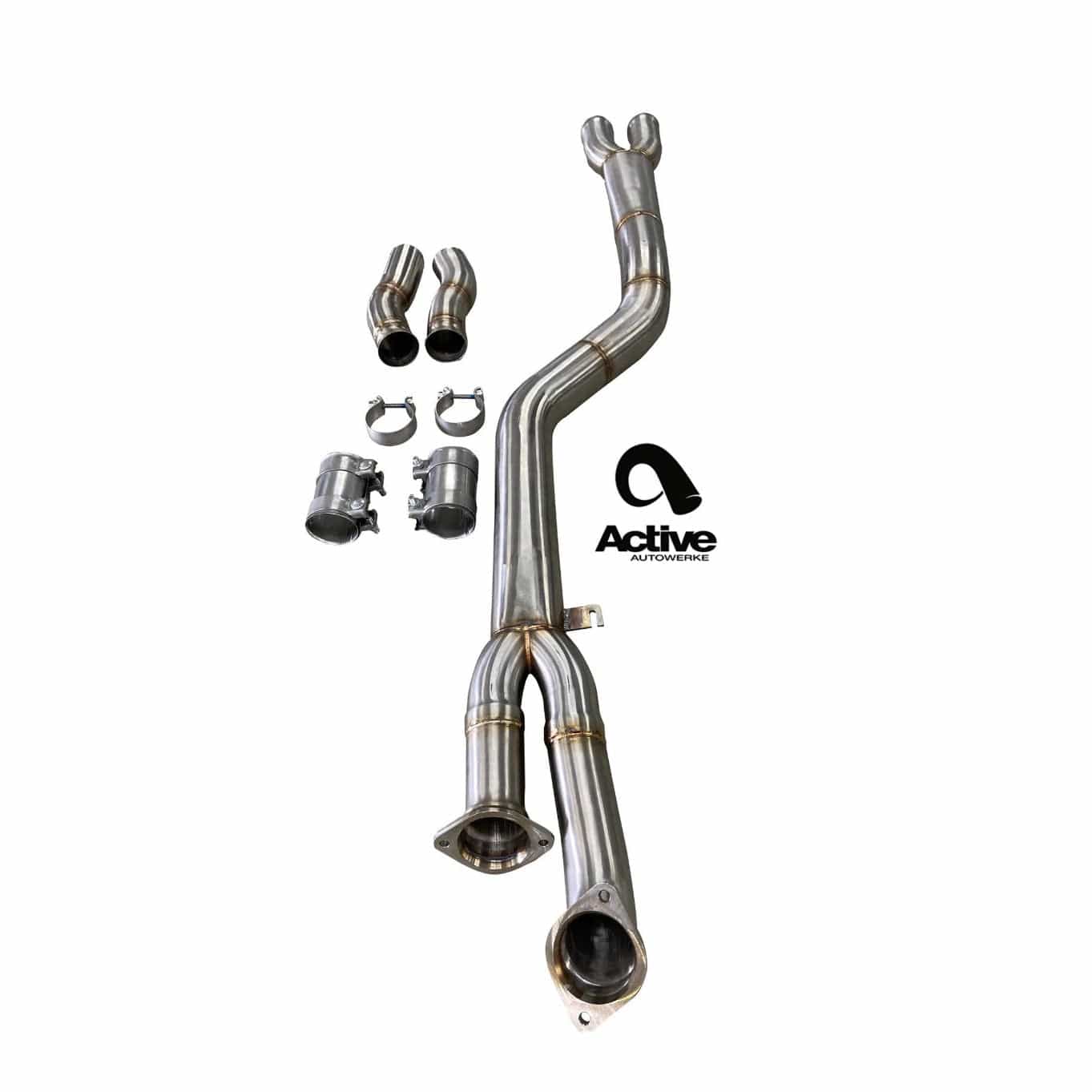 Active Autowerke BMW G80 G82 S58 Signature Single Mid-Pipe Exhaust with G-Brace - Resonated (M3 & M4) - ML Performance US