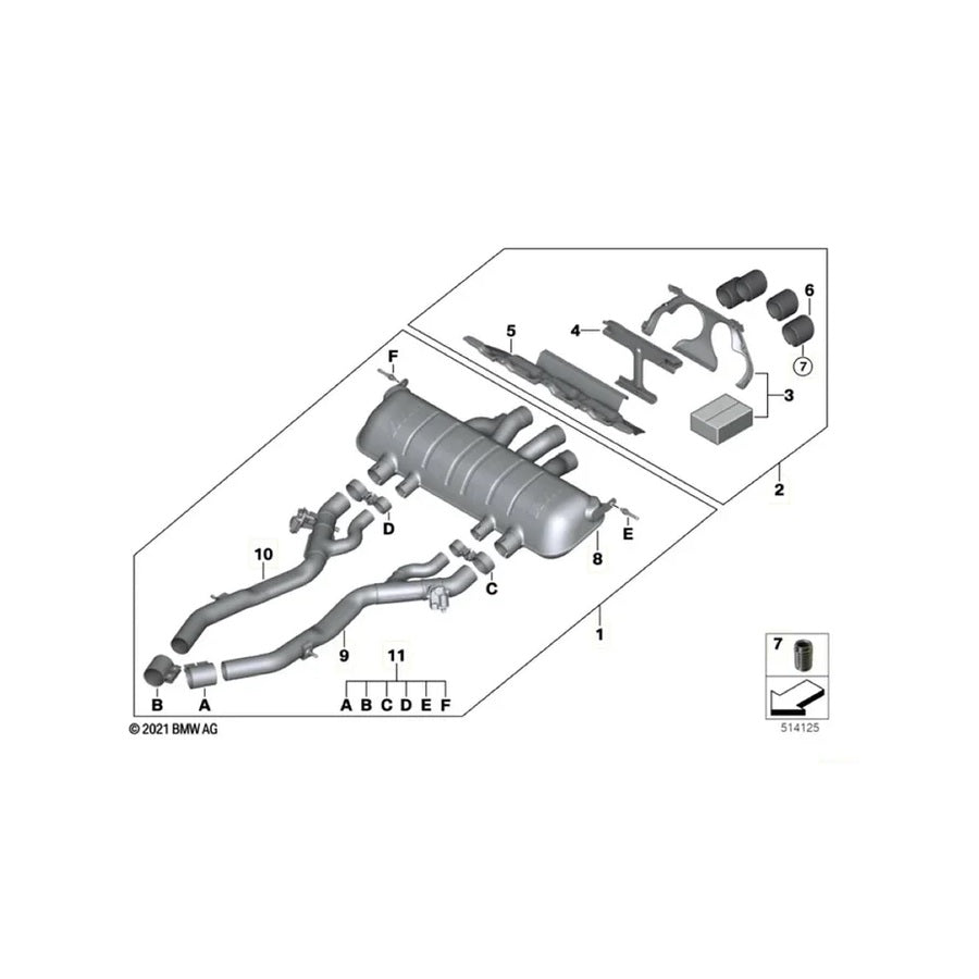 Genuine BMW 18305A6A719 G87 M2 M Performance Silencer | ML Performance US Car Parts