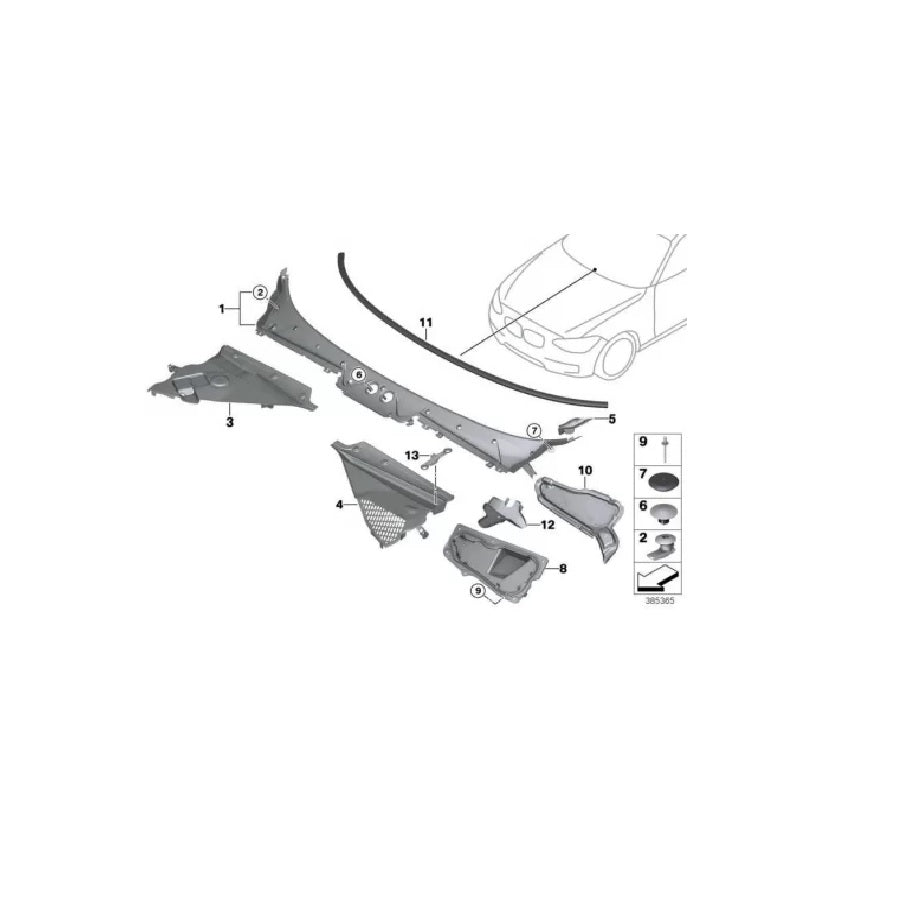 Genuine BMW 51717240679 F20 F22 F23 Windscreen Panel Cover (Inc. 114d, 218i & M235i)