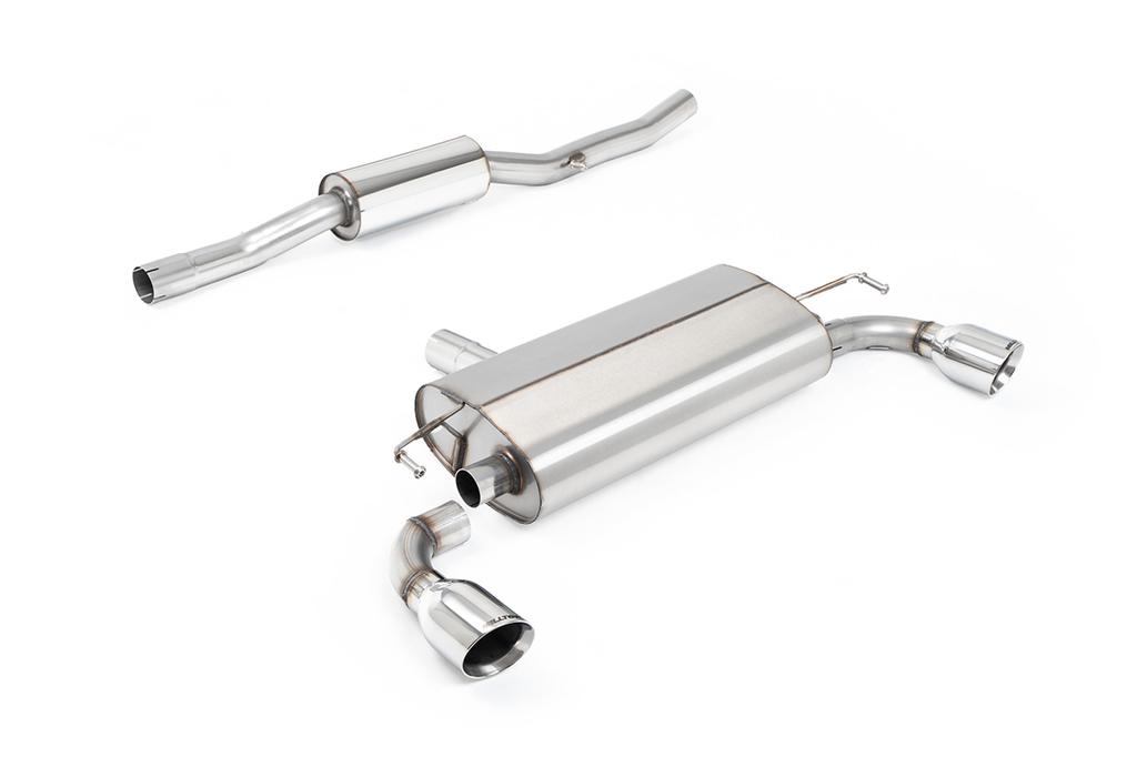 MillTek-SSXVW774-Cat-back V2 Resonated with GT-100 Slash Cut Tips | ML Performance Car Parts