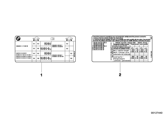 Genuine BMW 71246778155 Label "Tire Pressure" | ML Performance US Car Parts