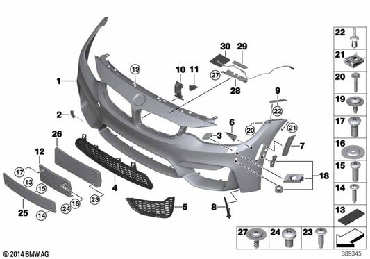 Genuine BMW 51118054301 Grill, Air Intake, Open, Left | ML Performance US Car Parts