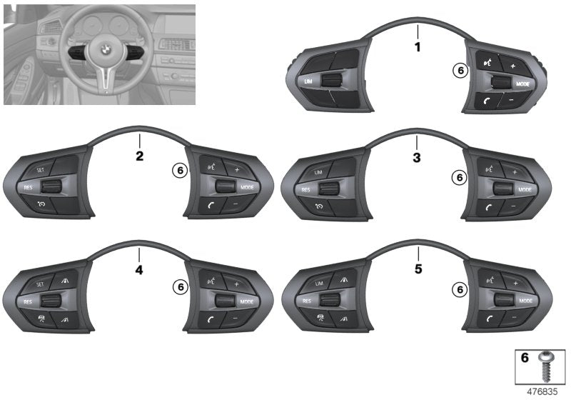 Genuine BMW 61317849411 Switch, Mf Steering Wheel, M-Sport LIM | ML Performance US Car Parts