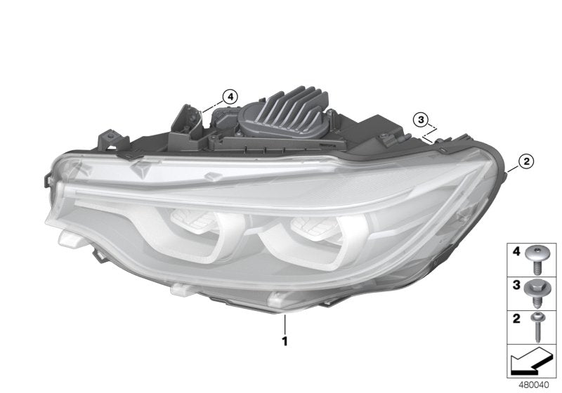 Genuine BMW 63117478536 F80 F83 F82 Headlight, Led, Ahl, Right (Inc. M3, M4 & M4 CS) | ML Performance US Car Parts