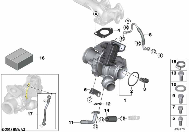 Genuine BMW 11658519476 Rp Exhaust Turbocharger | ML Performance US Car Parts