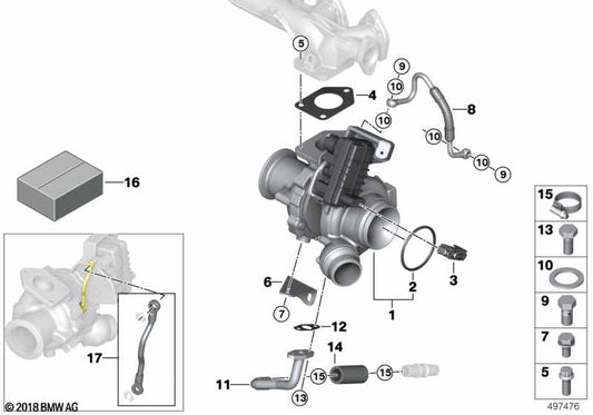 Genuine BMW 11658519476 Rp Exhaust Turbocharger | ML Performance US Car Parts