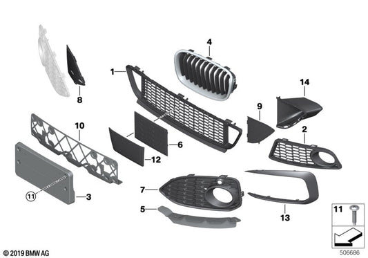 Genuine BMW 51118059571 Licence Plate Base -M- | ML Performance US Car Parts