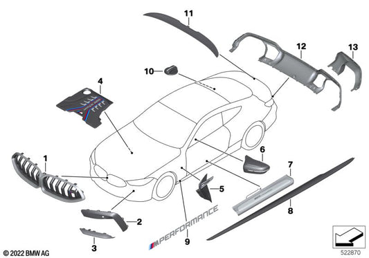 Genuine BMW 51712462821 Front Radiator Grill Carbon M PERFORMANCE | ML Performance US Car Parts