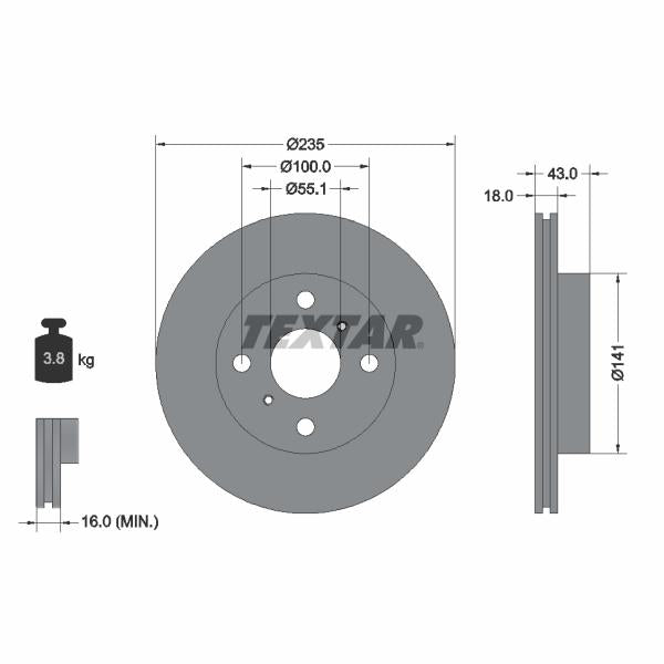 TEXTAR 92103603 Brake Disc